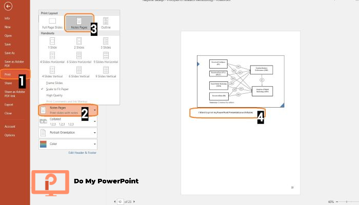 Print PowerPoint Notes Section Bottom