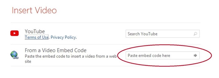 insert embed code video PowerPoint