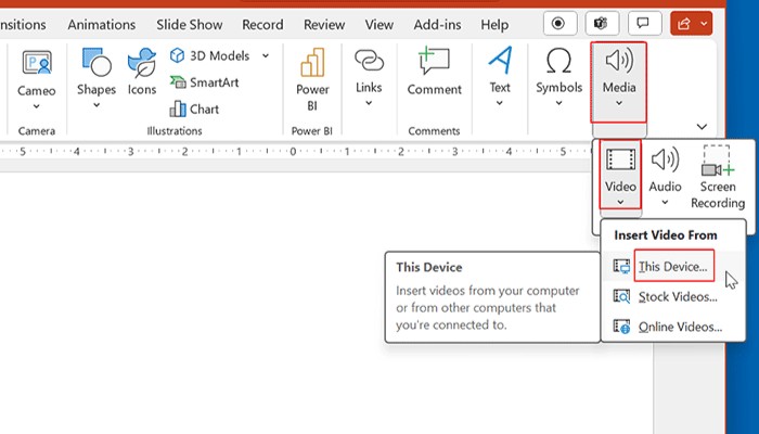 insert Video device PowerPoint
