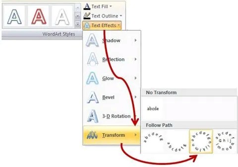 insert Circle Curve text PowerPoint