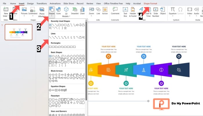 Creating Overlapping Timeline PowerPoint manually