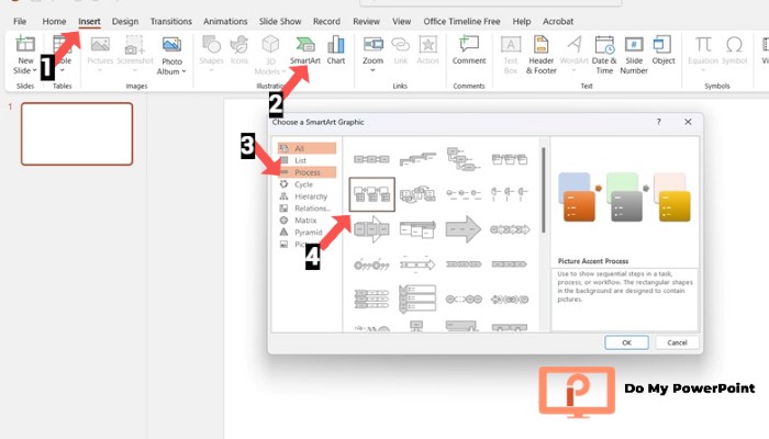 Create Timeline PowerPoint Pictures SmartArt