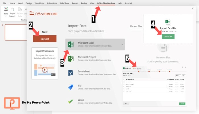 Import Data Excel Timeline PowerPoint