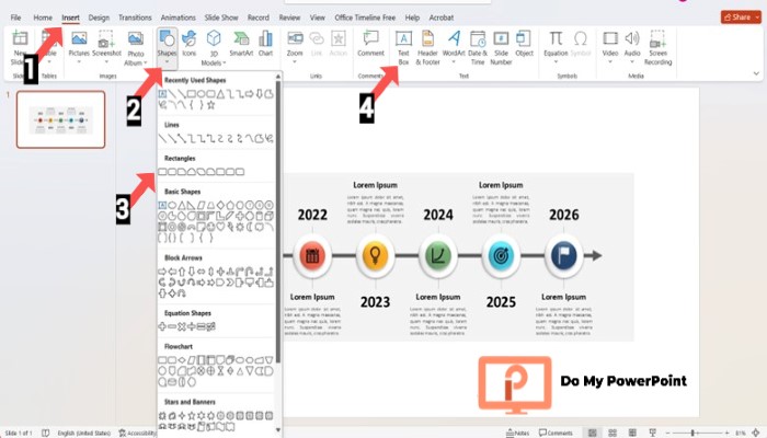 Create PowerPoint Timeline Manually Shapes