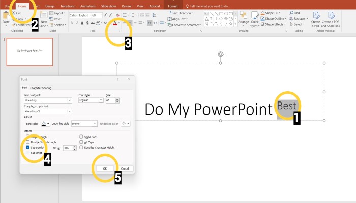 Superscript & Subscript PowerPoint Windows PC