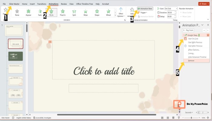 Remove Animations Using Slide Master PowerPoint